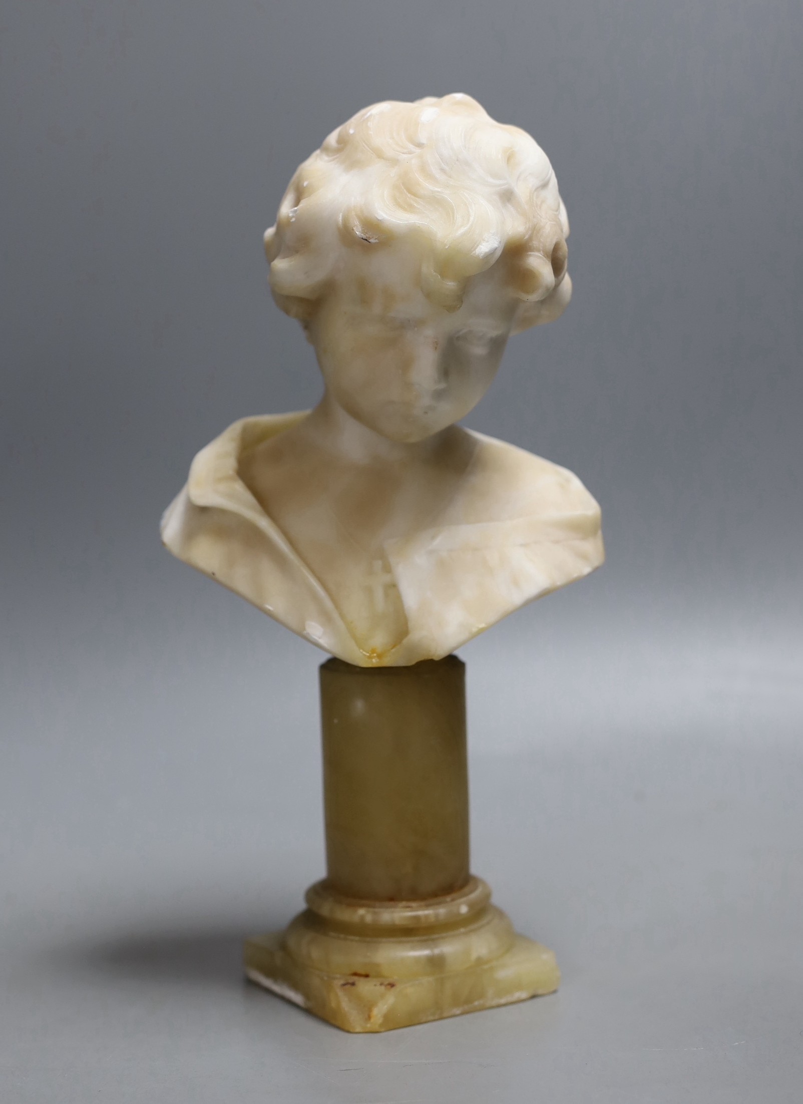 A late 19th / early 20th century French alabaster bust, 26cm